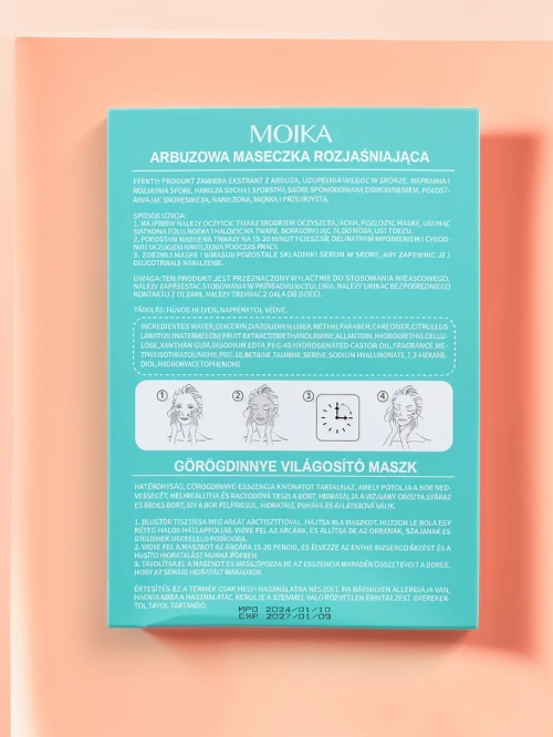 MOIKA Кавунова маска для обличчя у формі серветки, що освітлює