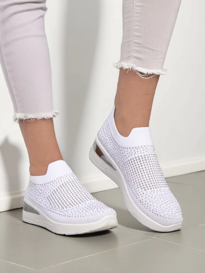 Royalfashion Slip-On Wedge-Sneaker für Damen mit Strasssteinen Qelavise