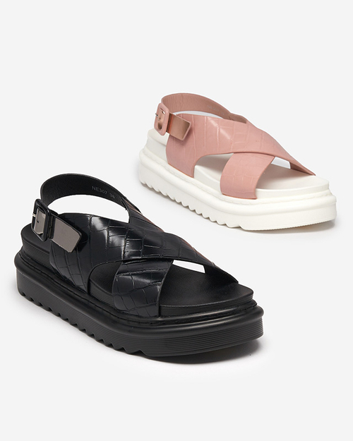 Рожеві жіночі босоніжки на платформі з тисненням Ewerika - Взуття