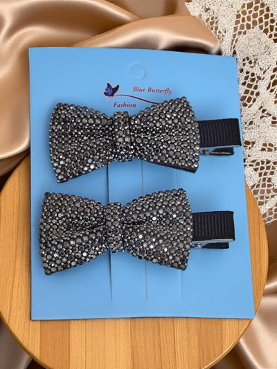 Royalfashion Set aus 2 Haarklammern mit Schleifen und Strasssteinen Isadora