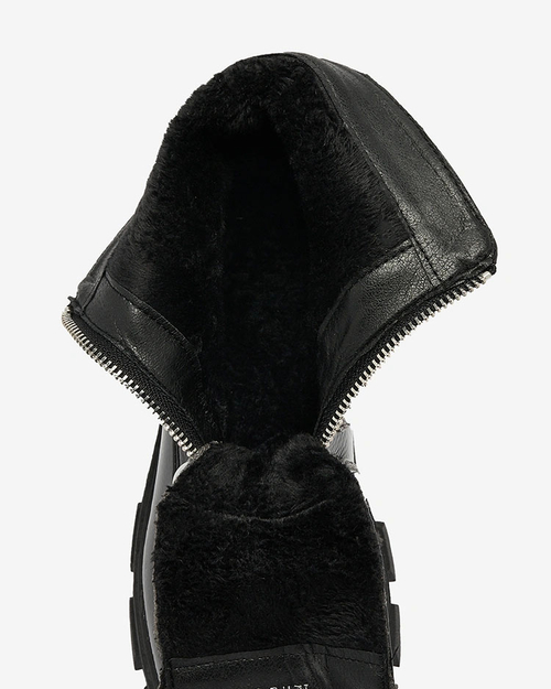 Royalfashion Чорні жіночі лаковані перламутрові чоботи Asiciu