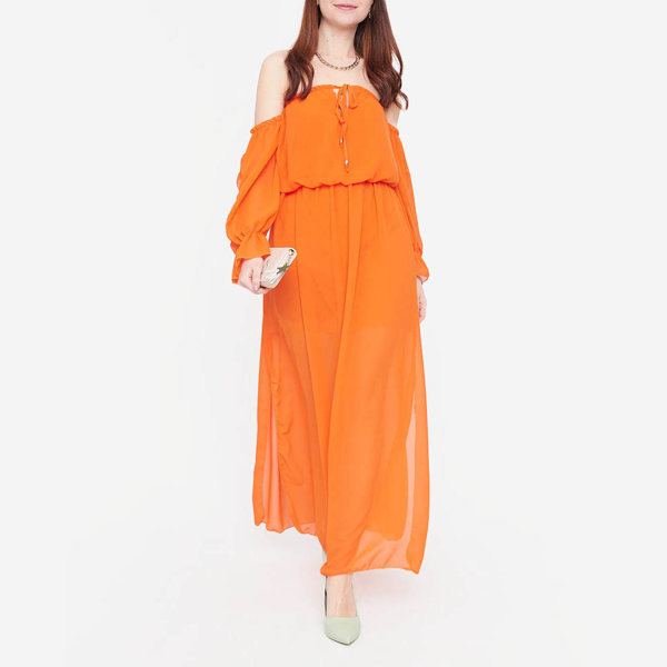 Orangefarbenes spanisches Maxikleid für Damen - Kleidung