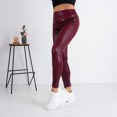 Kastanienbraune Treggings für Frauen mit glänzendem Besatz - Kleidung