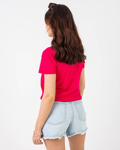 Fuchsia Pailletten-T-Shirt für Damen - Kleidung