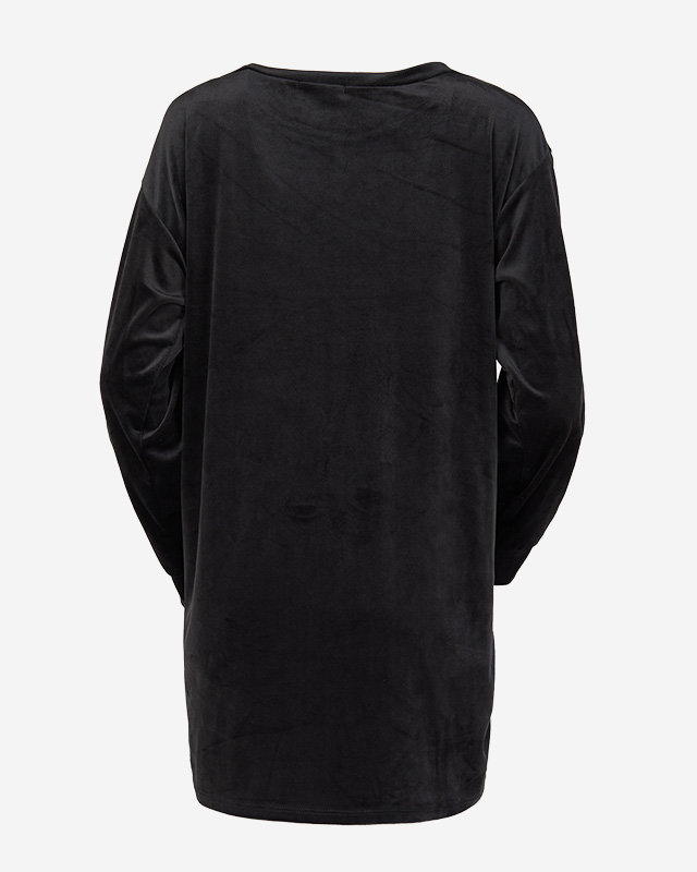 Schwarze lange Tunika für Damen mit Zirkonia - Kleidung