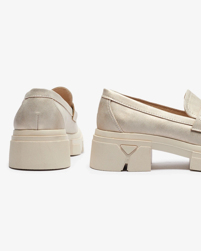 Gold Damen Öko-Leder Mokassins Sepop- Footwear