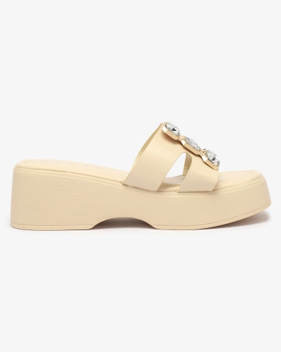 Royalfashion Beige Damen-Flip-Flops auf einer festen Sohle Norixi