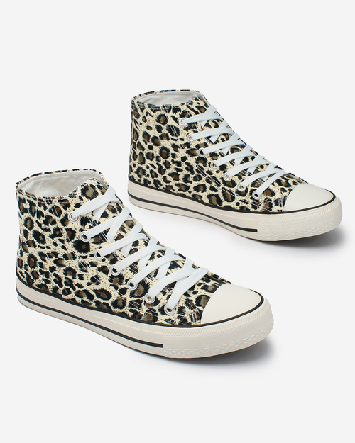 Royalfashion Жіночі бежево-коричневі високі кеди з модним малюнком Jungle Jive