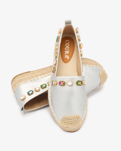 Silberne Damen-Espadrilles mit Kristallen Ziennie - Schuhe