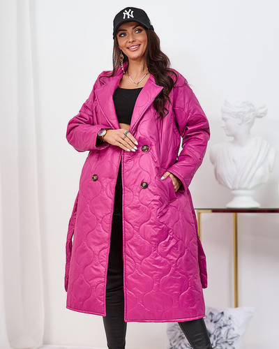 Royalfashion Damen Steppmantel mit Bindeband in rosa Farbe