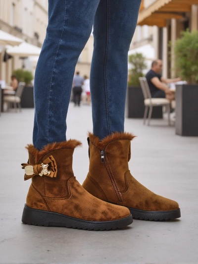 Royalfashion Damen Schneestiefel mit einer Schleife Kiebbi