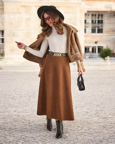Royalfashion Damen Midi-Rock a' la Wildleder