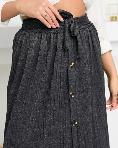 Falten-Midirock für Damen mit graphitfarbenen Knöpfen - Footwear