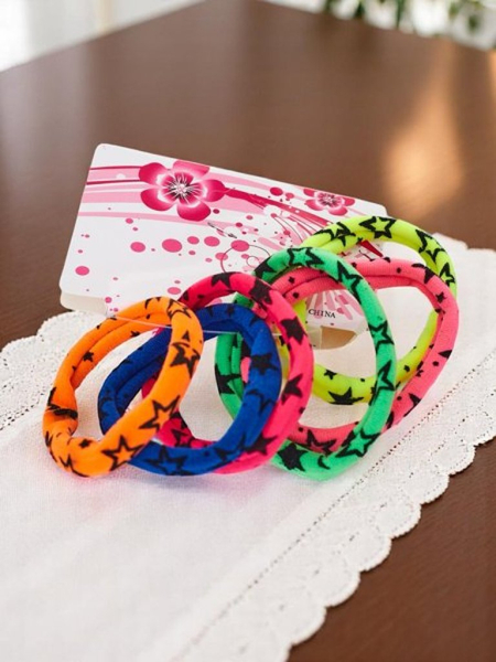 Royalfashion Set aus 6 bunten Starina Haargummis mit Sternen