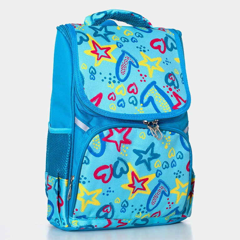 Blauer Mädchenrucksack mit Mustern - Zubehör