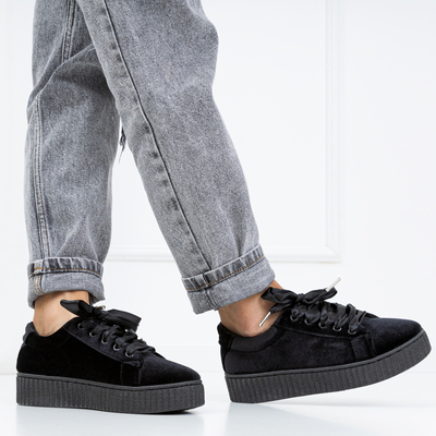 Schwarze Damen Plateau-Sneaker aus Velours Itoda - Schuhe