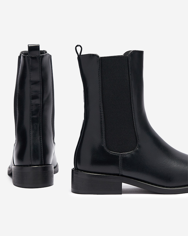 Hohe Damenstiefel mit eckiger Kappe aus schwarzem Sudis- Footwear