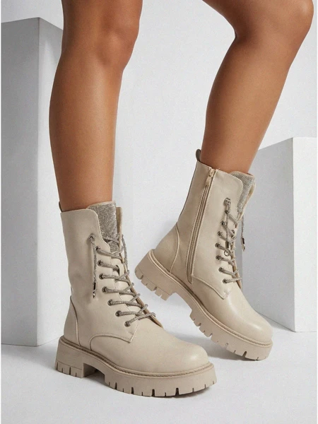 Öko-Leder Schnürstiefeletten Damen Farly