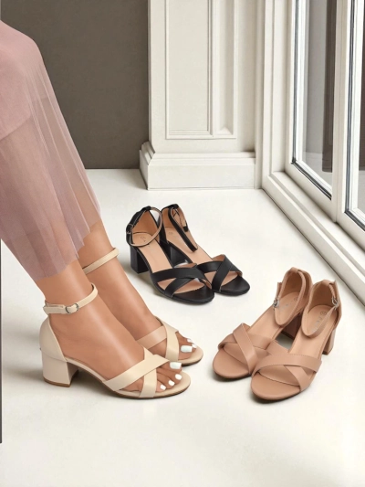 Royalfashion Damen-Sandalen mit niedrigem Blockabsatz Eleganza Strap