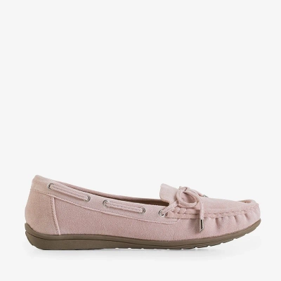 OUTLET Hellrosa Damen-Slipper aus Öko-Wildleder mit Schleife Inda - Schuhe