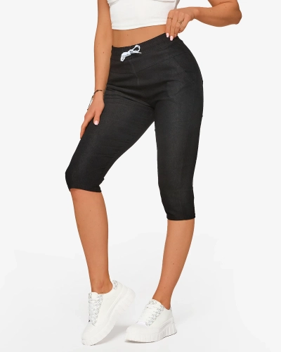 Жіночі чорні тканинні шорти 3/4 PLUS SIZE- Одяг