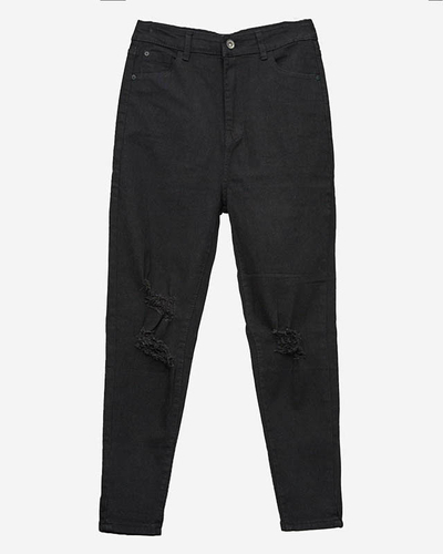 Schwarze Röhrenjeans aus Denim mit Reibung - Kleidung