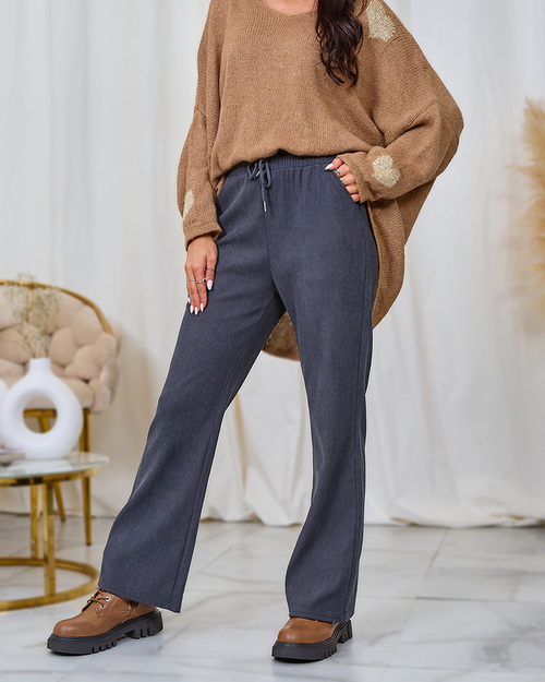 Жіночі штани з вельветової тканини Royalfashion темно-сірого кольору