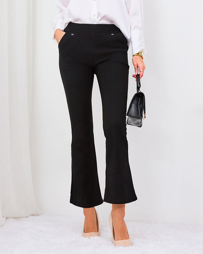 Royalfashion Schwarz Damen Öko-Leder-Leggings a'la bells