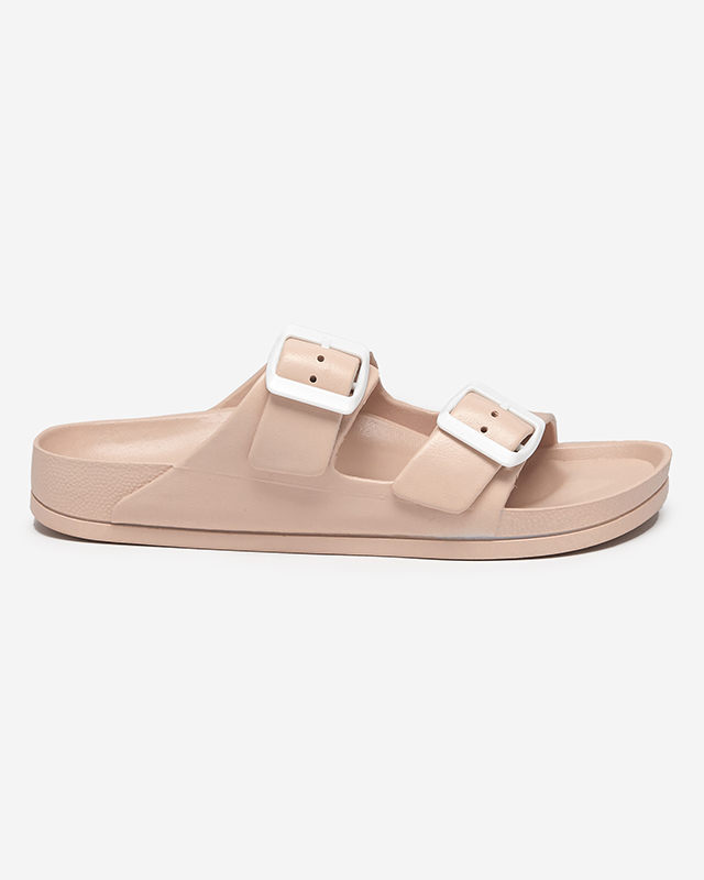 Beige Damenhausschuhe mit Schnallen. Teliwo - Footwear