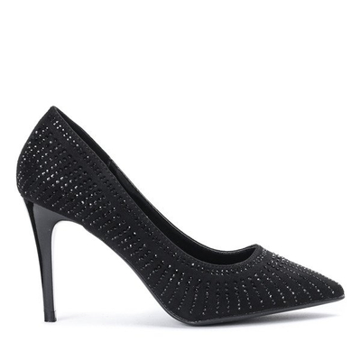 Black pumps with decorative zircons on the heel Cyrina - Footwear