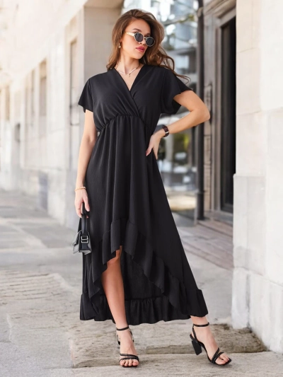 Royalfashion Damen-Midikleid mit asymmetrischem Saum