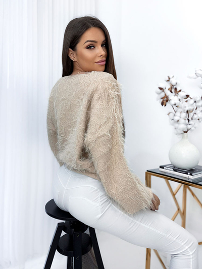 Royalfashion Flauschiger Damenpullover in beige