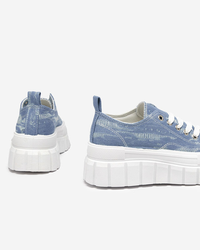 OUTLET Blaue Damen-Sneaker a'la Jeans auf der Resi-Plattform - Schuhe