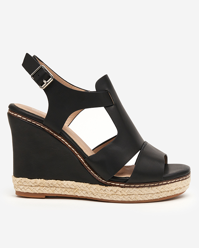 Schwarze Damen-Sandalen mit hohem Keilabsatz Clack - Schuhe