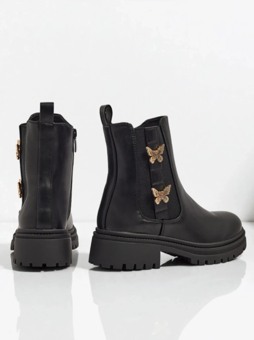 Еко шкіряні жіночі ботильйони з метеликами Bravelle