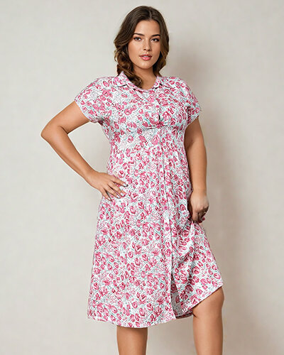 Royalfashion Damen Midikleid mit Blumenmuster