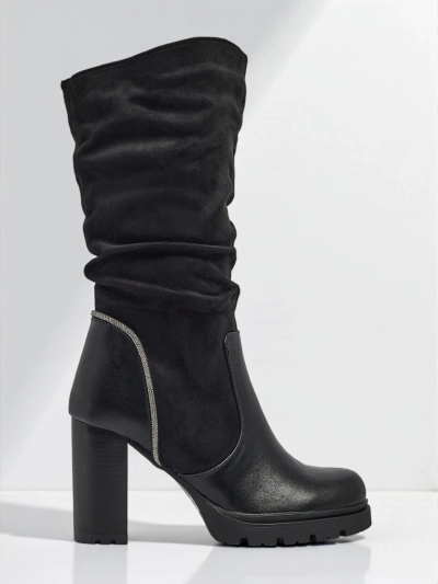 Damen Stiefeletten Öko-Wildleder mit gerafftem Schaft Elyndra