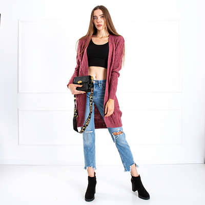 Fuchsia Damen Strickjacke mit Taschen - Kleidung