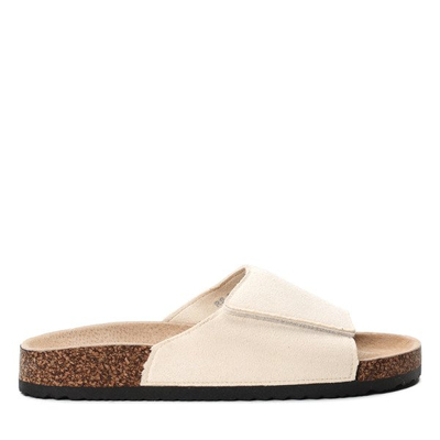 Beigefarbene Klett-Flip-Flops aus Lindsey-Öko-Wildleder - Footwear 1