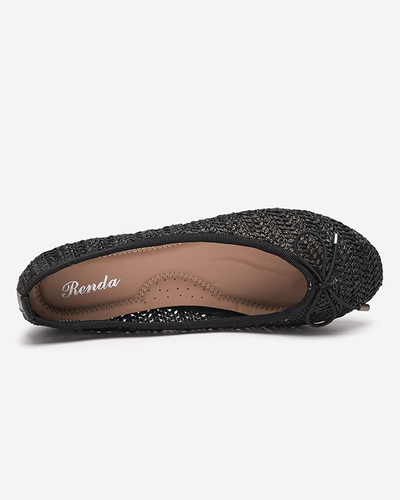 Wewo schwarze Damen geflochtene Ballerinas - Schuhe