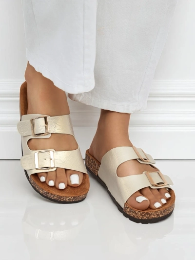 Damen Sandalen gold Ariadne Eco mit flacher Sohle für den Sommer