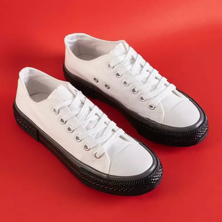 Weiße Sneaker Mit Schwarzer Sohle OUTLET Weiße Damen-Sneaker Mit