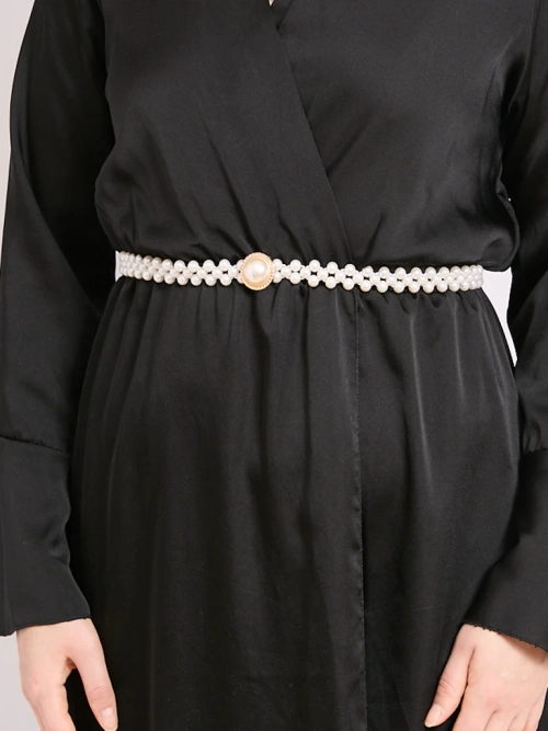 Жіночий ремінь з перлинами на резинці