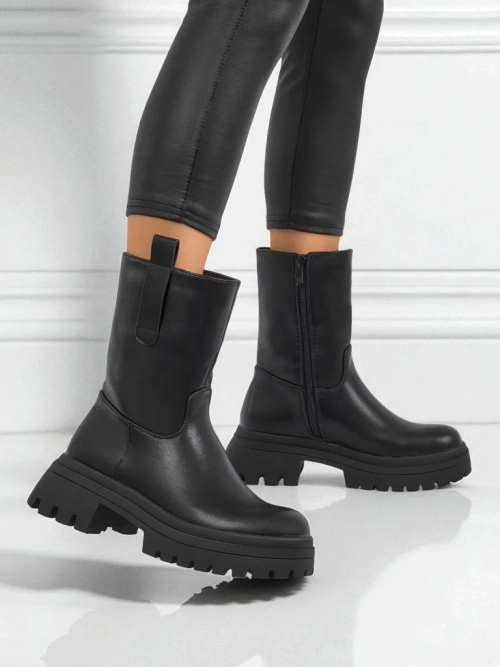 Високі жіночі ботильйони з еко шкіри Scarlet Mist