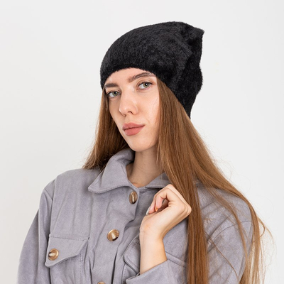 Schwarze Pelz-Wintermütze für Damen - Mützen