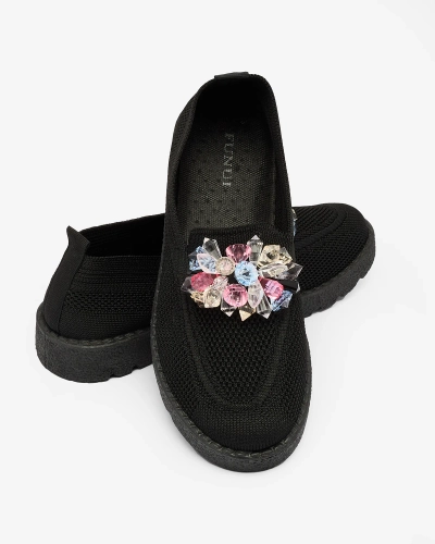 Royalfashion Schwarze Damen Halbschuhe mit Verzierungen Enweta