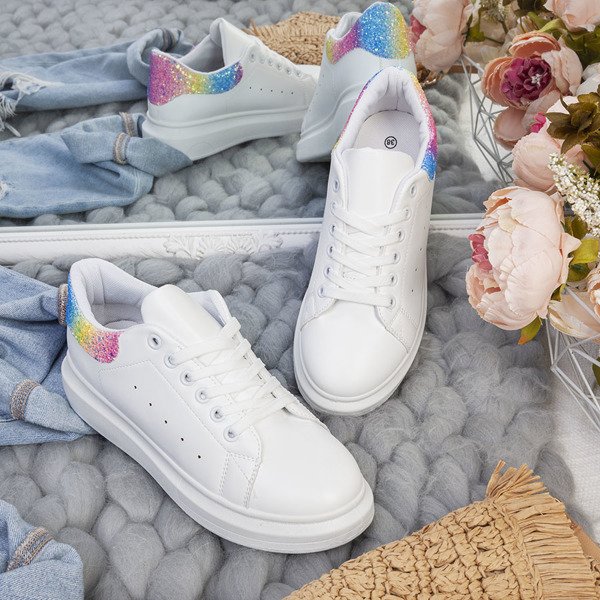White sport sneakers with glitter inset Tricky - Footwear