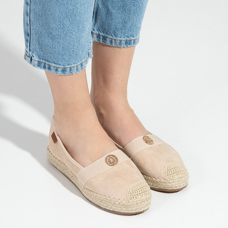 Beige Damen Espadrilles mit flachen Absätzen Anatola - Schuhe