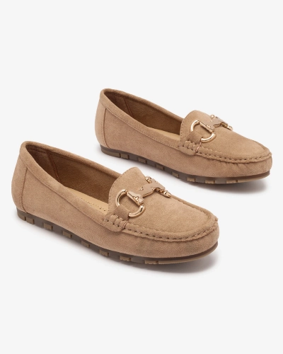 Hellbraune Damen Mokassins mit Ornament Xewetica - Footwear