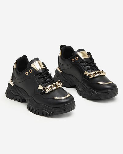 OUTLET Schwarze Damen-Sportschuhe mit Goldkette Evitos - Schuhe